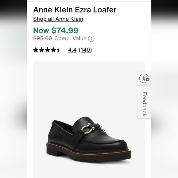 Anne Klein Black Loafers with Gold Accent - Picture 2 of 11